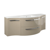 LaToscana Ambra 57" Wall Mounted Floating Vanity Single Sink with 2 Drawers, Left & Right Concave Cabinets - Model Bath