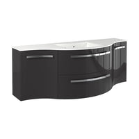LaToscana Ambra 57" Wall Mounted Floating Vanity Single Sink with 2 Drawers, Left & Right Concave Cabinets - Model Bath