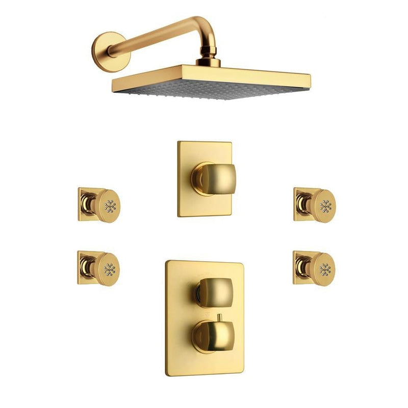 LaToscana Lady Thermostatic Shower with 3/4" Ceramic Disc Volume Control, 3-Way Diverter & 4 Body Jets - Model Bath