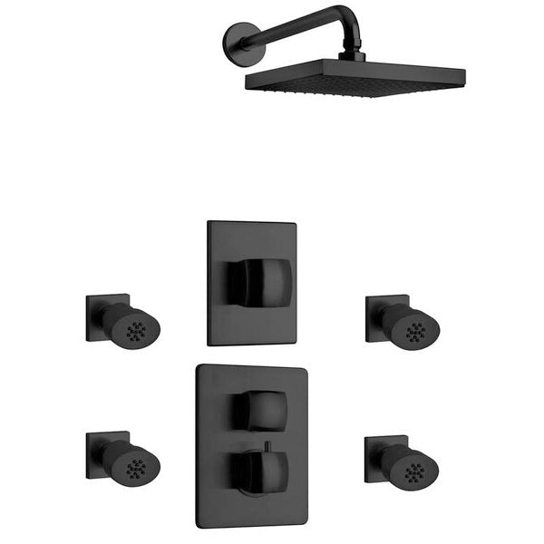 LaToscana Lady Thermostatic Shower with 3/4" Ceramic Disc Volume Control, 3-Way Diverter & 4 Body Jets - Model Bath