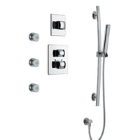 LaToscana Lady Thermostatic Shower with 3/4" Ceramic Disc Volume Control, 3-Way Diverter, Slide Bar & 3 Body Jets - Model Bath