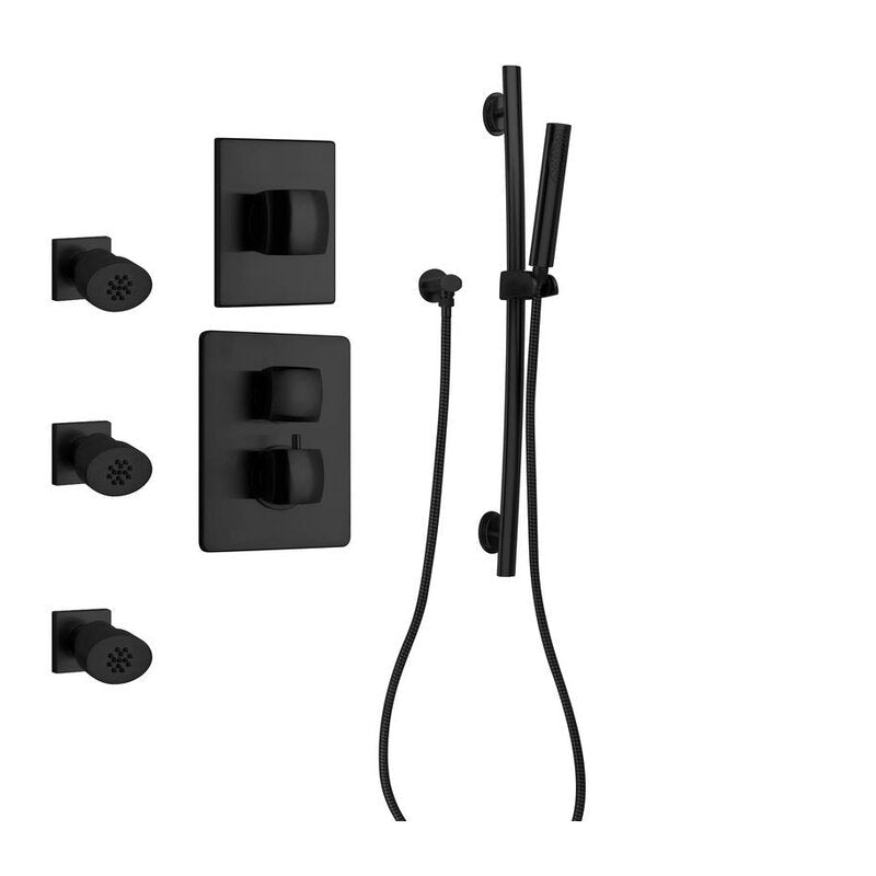 LaToscana Lady Thermostatic Shower with 3/4" Ceramic Disc Volume Control, 3-Way Diverter, Slide Bar & 3 Body Jets - Model Bath