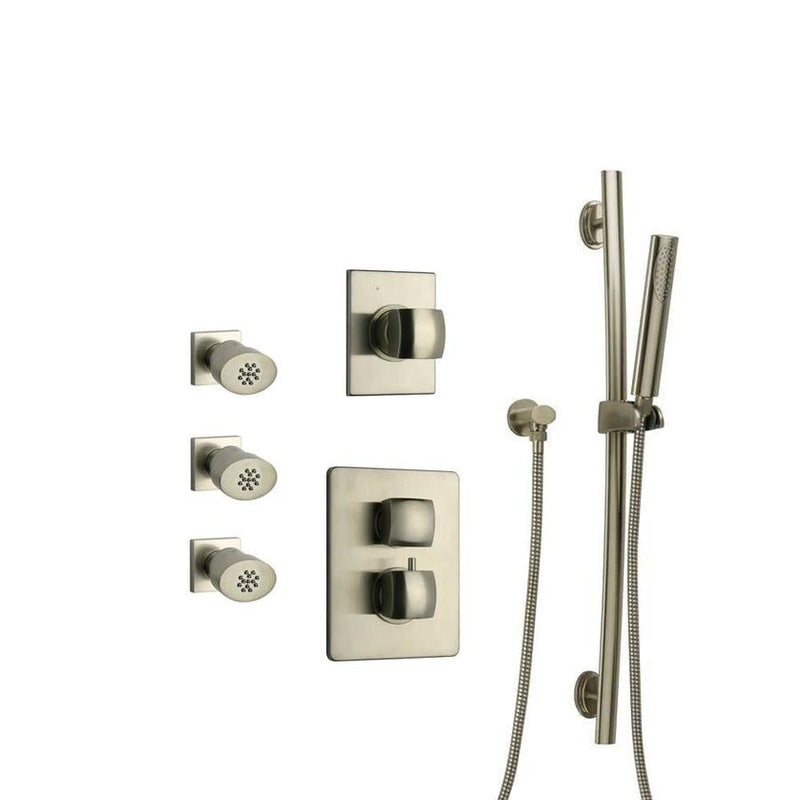 LaToscana Lady Thermostatic Shower with 3/4" Ceramic Disc Volume Control, 3-Way Diverter, Slide Bar & 3 Body Jets - Model Bath