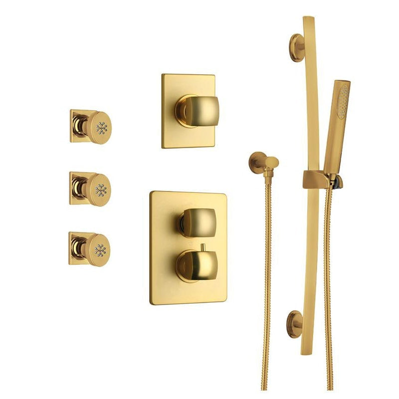 LaToscana Lady Thermostatic Shower with 3/4" Ceramic Disc Volume Control, 3-Way Diverter, Slide Bar & 3 Body Jets - Model Bath