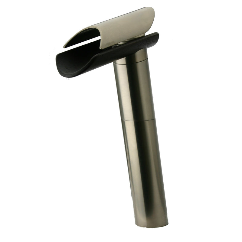 LaToscana Morgana Tall Single Handle Lavatory Vessel Filler with Wenge Spout in Brushed Nickel (73PW205LZLL) - Model Bath
