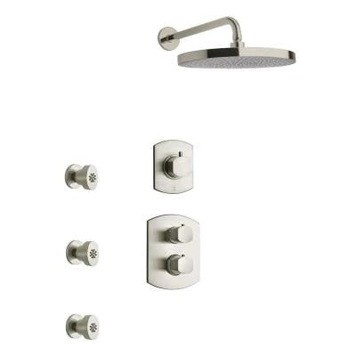 LaToscana Novello Thermostatic Shower with 3/4" Ceramic Disc Volume Control, 3-Way Diverter and 3 Body Jets - Model Bath