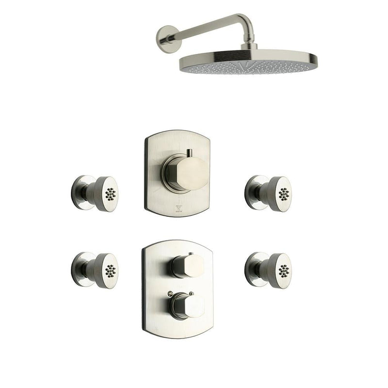 LaToscana Novello Thermostatic Shower with 3/4" Ceramic Disc Volume Control, 3-Way Diverter and 4 Concealed Body Jets - Model Bath