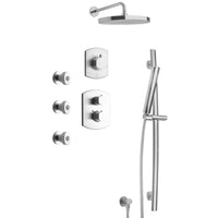 LaToscana Novello Thermostatic Shower with 3/4" Ceramic Disc Volume Control, 3-Way Diverter, Slide Bar and 3 Body Jets - Model Bath
