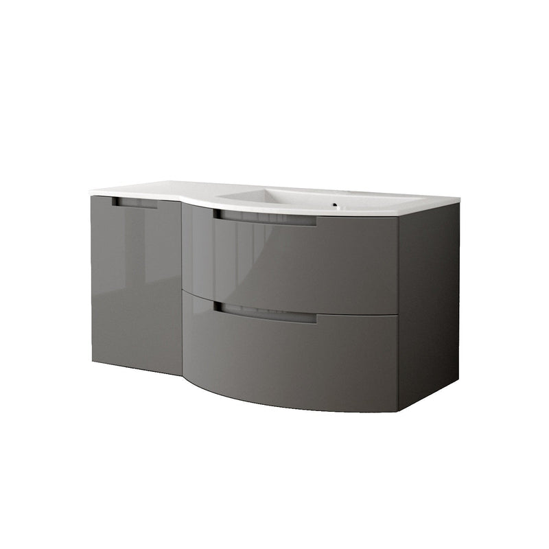 LaToscana Oasi 43" Wall Mounted Floating Vanity Single Sink with 2 Drawers & Left Side Cabinet - Model Bath