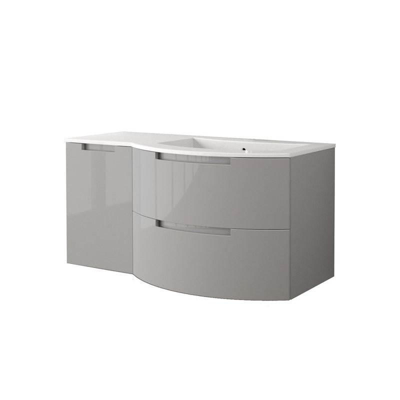 LaToscana Oasi 43" Wall Mounted Floating Vanity Single Sink with 2 Drawers & Left Side Cabinet - Model Bath