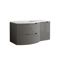 LaToscana Oasi 43" Wall Mounted Floating Vanity Single Sink with 2 Drawers & Right Side Cabinet - Model Bath