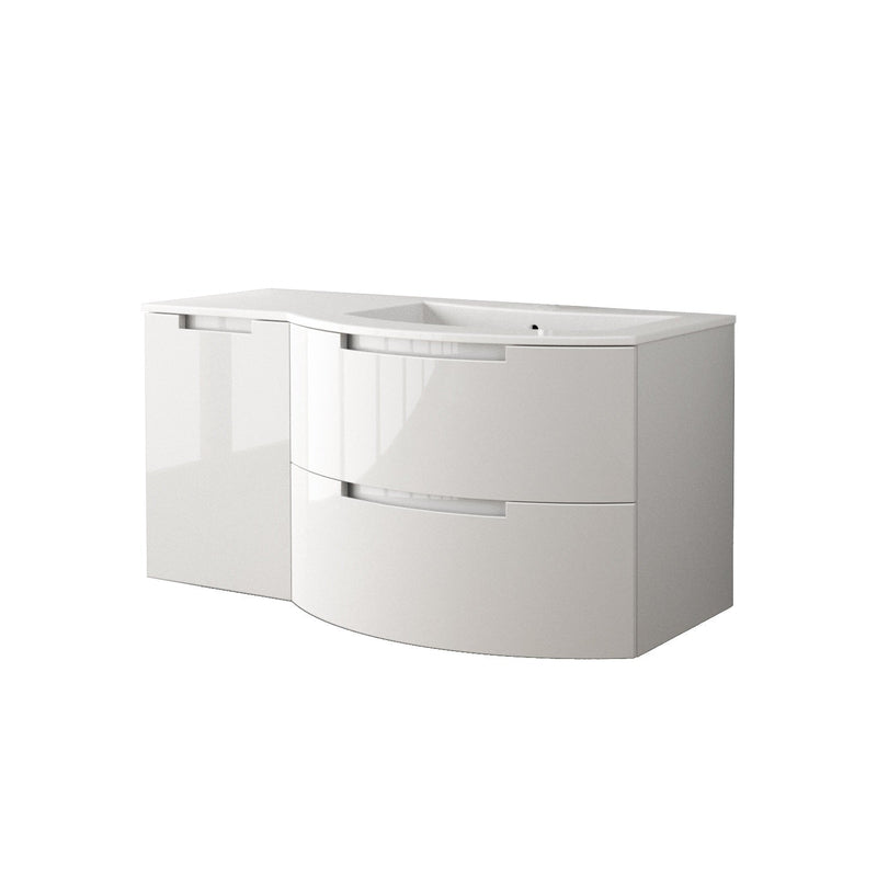 LaToscana Oasi 53" Wall Mounted Floating Vanity Single Sink with 2 Drawers & Left Side Cabinet - Model Bath