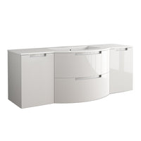 LaToscana Oasi 57" Wall Mounted Floating Vanity Single Sink with 2 Drawers & Both Side Cabinets - Model Bath