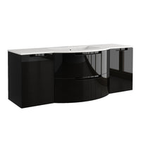 LaToscana Oasi 57" Wall Mounted Floating Vanity Single Sink with 2 Drawers & Both Side Cabinets - Model Bath