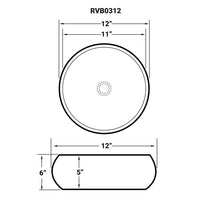 Ruvati 12" Bathroom Vessel Sink Round White Circular Above Counter Porcelain Ceramic - RVB0312 - Model Bath
