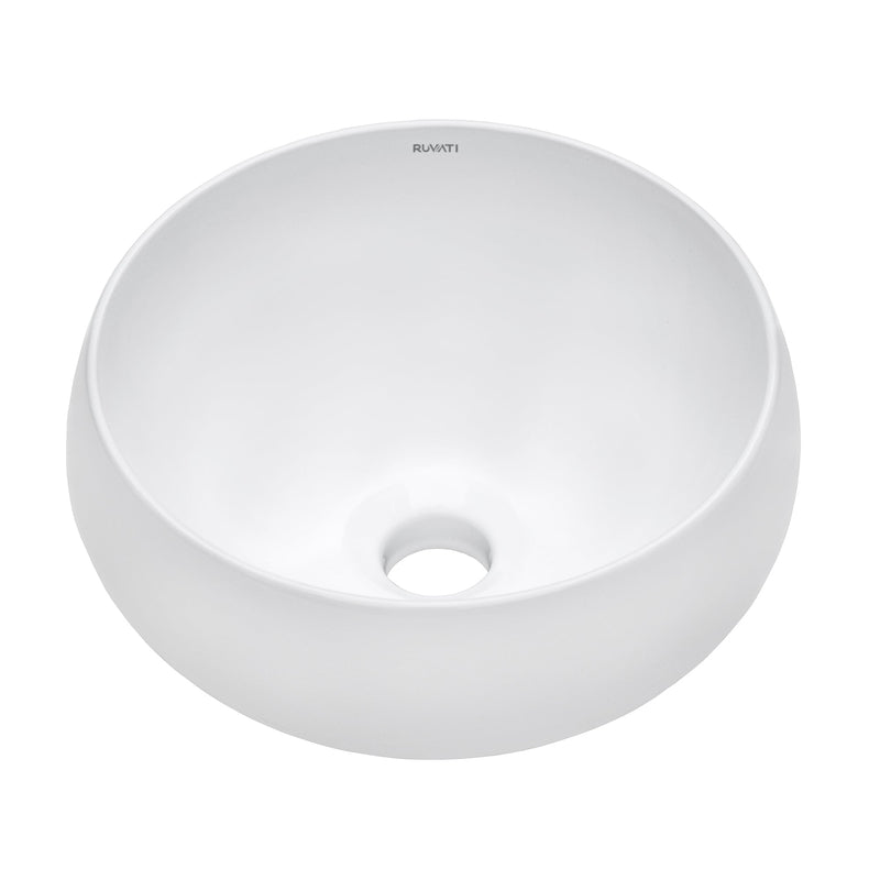 Ruvati 12" Bathroom Vessel Sink Round White Circular Above Counter Porcelain Ceramic - RVB0312 - Model Bath
