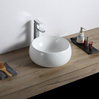 Ruvati 12" Bathroom Vessel Sink Round White Circular Above Counter Porcelain Ceramic - RVB0312 - Model Bath