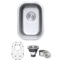 Ruvati 12" x 18" Undermount 16 Gauge Stainless Steel Bar Prep Sink - RVM4111 - Model Bath