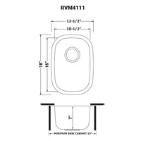 Ruvati 12" x 18" Undermount 16 Gauge Stainless Steel Bar Prep Sink - RVM4111 - Model Bath