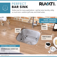 Ruvati 13" x 15" Bar Prep Sink Undermount 16 Gauge Stainless Steel - RVM4136 - Model Bath