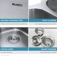 Ruvati 13" x 15" Bar Prep Sink Undermount 16 Gauge Stainless Steel - RVM4136 - Model Bath