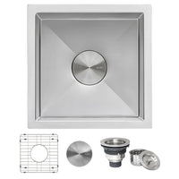 Ruvati 13" x 15" Undermount Bar Prep Tight Radius 16 Gauge Kitchen Sink Stainless Steel Single Bowl - RVH7013 - Model Bath
