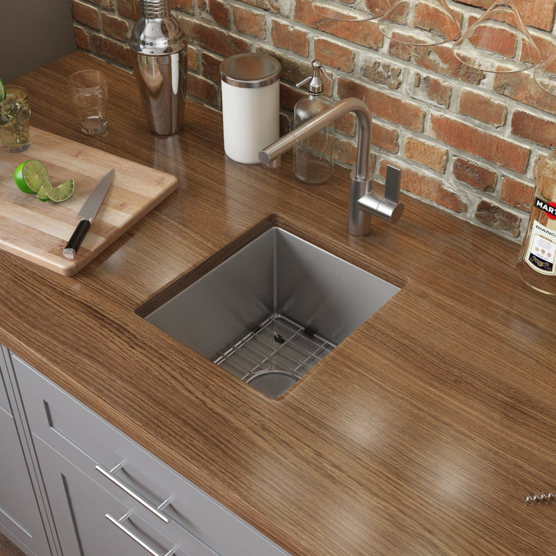 Ruvati 13" x 15" Undermount Bar Prep Tight Radius 16 Gauge Kitchen Sink Stainless Steel Single Bowl - RVH7013 - Model Bath