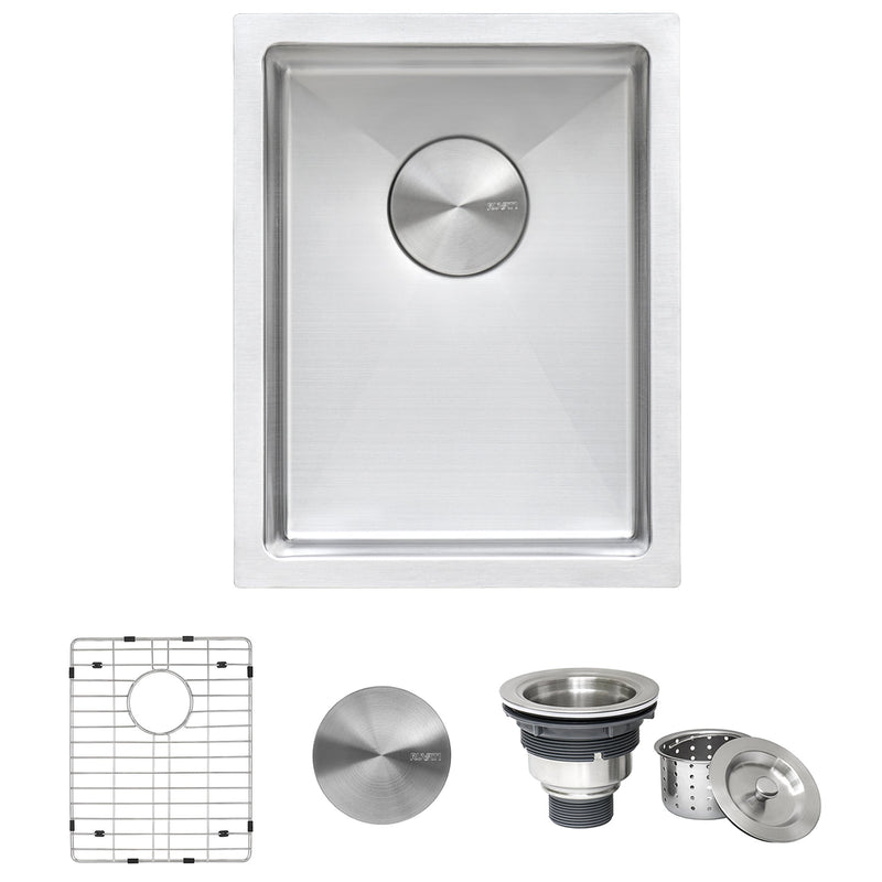 Ruvati 14" Undermount 16 Gauge Tight Radius Bar Prep Sink Stainless Steel Single Bowl - RVH7114 - Model Bath