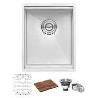 Ruvati 15" Workstation Bar Prep Sink Ledge Undermount 16 Gauge Stainless Steel Single Bowl - RVH8304 - Model Bath