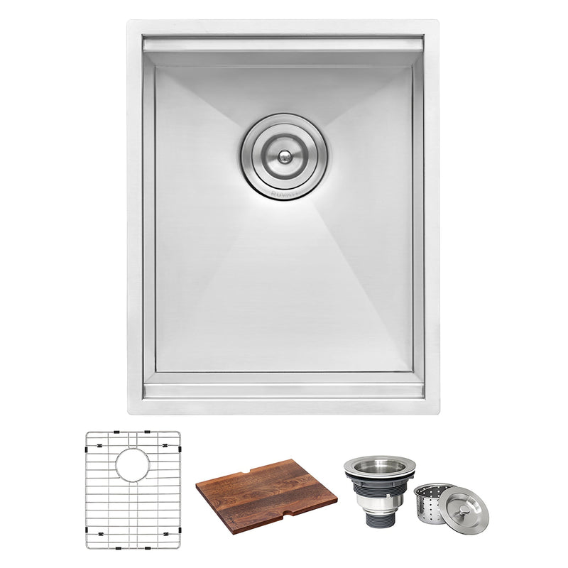 Ruvati 15" Workstation Bar Prep Sink Ledge Undermount 16 Gauge Stainless Steel Single Bowl - RVH8304 - Model Bath