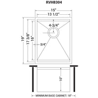 Ruvati 15" Workstation Bar Prep Sink Ledge Undermount 16 Gauge Stainless Steel Single Bowl - RVH8304 - Model Bath
