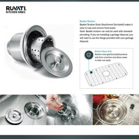 Ruvati 15" Workstation Bar Prep Sink Ledge Undermount 16 Gauge Stainless Steel Single Bowl - RVH8304 - Model Bath