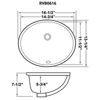 Ruvati 15" x 12" Undermount Bathroom Vanity Sink White Oval Porcelain Ceramic with Overflow - RVB0616 - Model Bath