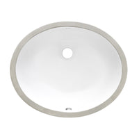 Ruvati 15" x 12" Undermount Bathroom Vanity Sink White Oval Porcelain Ceramic with Overflow - RVB0616 - Model Bath
