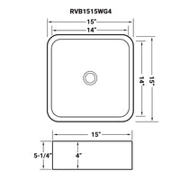Ruvati 15" x 15" Bathroom Vessel Sink Gold Decorative Pattern Above Vanity Counter White Porcelain Ceramic - RVB1515WG4 - Model Bath
