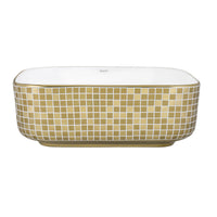Ruvati 15" x 15" Bathroom Vessel Sink Gold Decorative Pattern Above Vanity Counter White Porcelain Ceramic - RVB1515WG4 - Model Bath