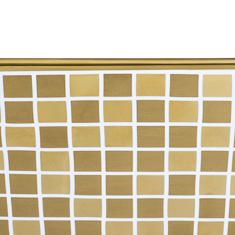 Ruvati 15" x 15" Bathroom Vessel Sink Gold Decorative Pattern Above Vanity Counter White Porcelain Ceramic - RVB1515WG4 - Model Bath