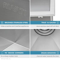 Ruvati 15" x 15" Drop-in Topmount Bar Prep Sink 16 Gauge Stainless Steel Single Bowl - RVH8115 - Model Bath
