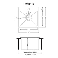 Ruvati 15" x 15" Drop-in Topmount Bar Prep Sink 16 Gauge Stainless Steel Single Bowl - RVH8115 - Model Bath