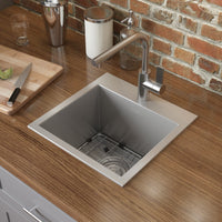 Ruvati 15" x 15" Drop-in Topmount Bar Prep Sink 16 Gauge Stainless Steel Single Bowl - RVH8115 - Model Bath
