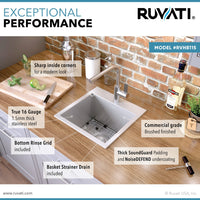 Ruvati 15" x 15" Drop-in Topmount Bar Prep Sink 16 Gauge Stainless Steel Single Bowl - RVH8115 - Model Bath