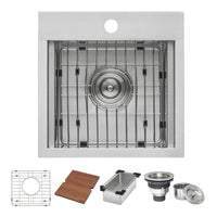 Ruvati 15" x 15" Workstation Drop-in Topmount Bar Prep RV Utility Sink 16 Gauge Stainless Steel - RVH8215 - Model Bath