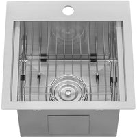 Ruvati 15" x 15" Workstation Drop-in Topmount Bar Prep RV Utility Sink 16 Gauge Stainless Steel - RVH8215 - Model Bath