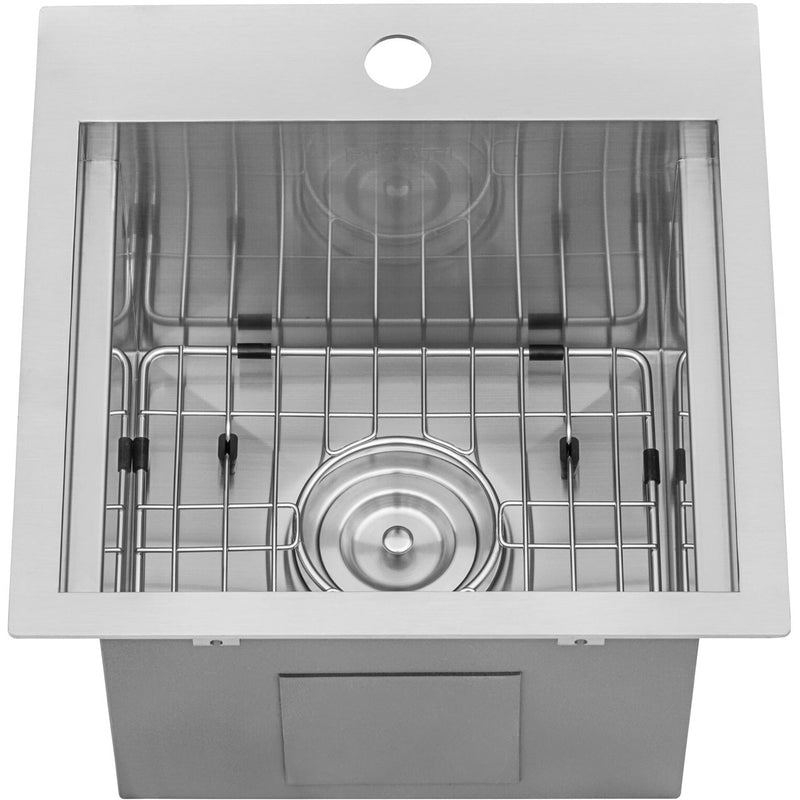 Ruvati 15" x 15" Workstation Drop-in Topmount Bar Prep RV Utility Sink 16 Gauge Stainless Steel - RVH8215 - Model Bath