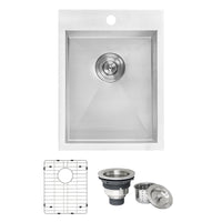 Ruvati 15" x 20" Drop-in Topmount Bar Prep Sink 16 Gauge Stainless Steel Single Bowl - RVH8110 - Model Bath