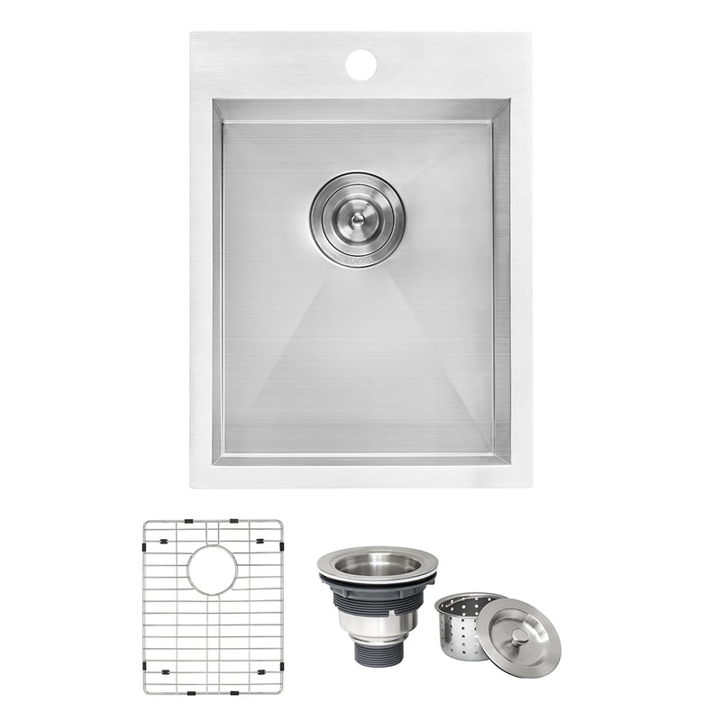 Ruvati 15" x 20" Drop-in Topmount Bar Prep Sink 16 Gauge Stainless Steel Single Bowl - RVH8110 - Model Bath
