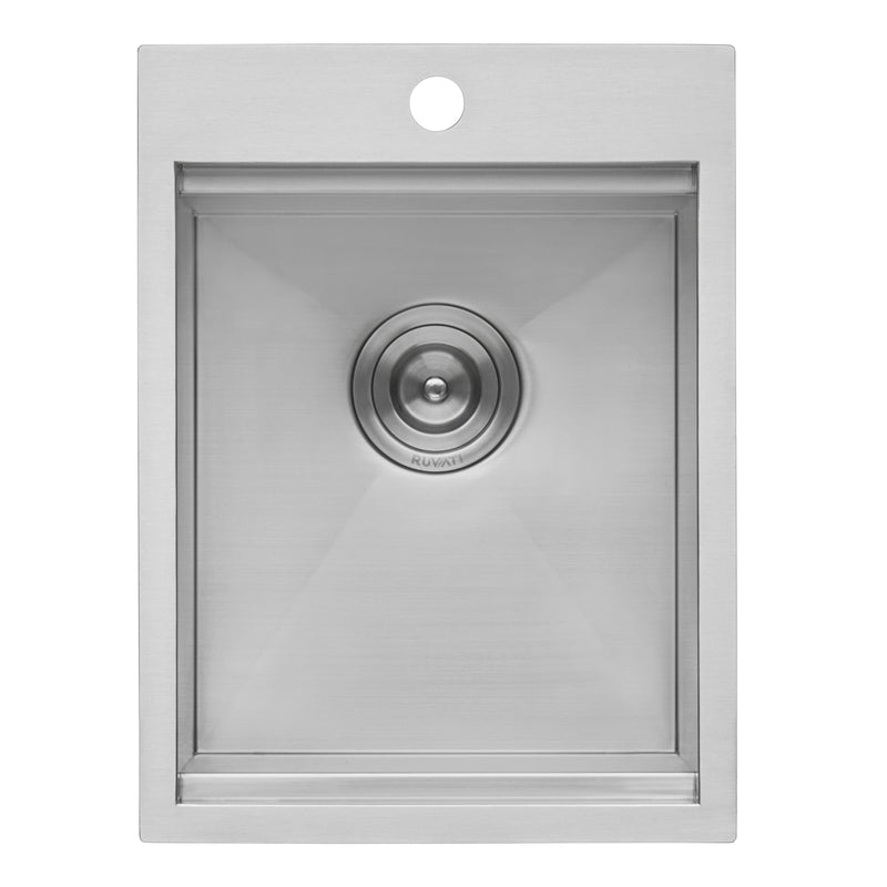 Ruvati 15" x 20" Workstation Drop-In Topmount Bar Prep RV Sink 16 Gauge Stainless Steel - RVH8210 - Model Bath