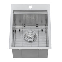 Ruvati 15" x 20" Workstation Drop-In Topmount Bar Prep RV Sink 16 Gauge Stainless Steel - RVH8210 - Model Bath