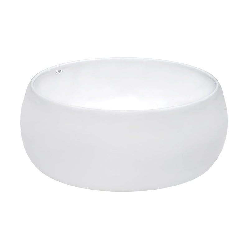 Ruvati 16" Bathroom Vessel Sink Round White Above Counter Circular Porcelain Ceramic - RVB0316 - Model Bath