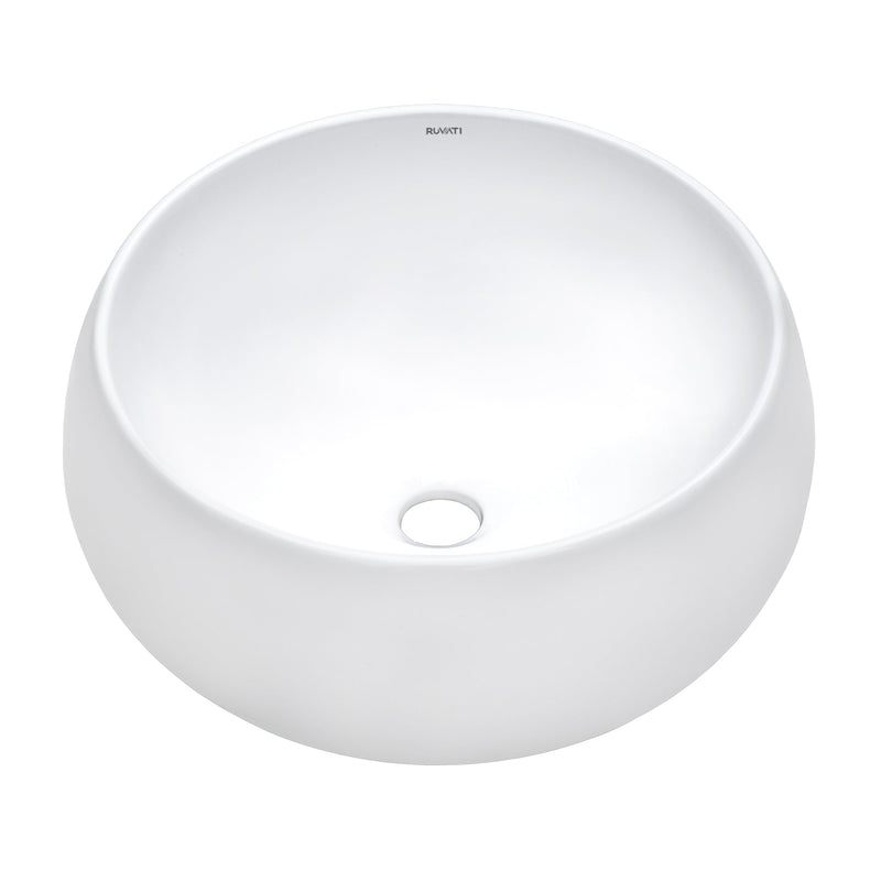 Ruvati 16" Bathroom Vessel Sink Round White Above Counter Circular Porcelain Ceramic - RVB0316 - Model Bath